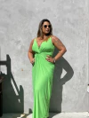 Vestido malha nó decote verde claro REF 38621