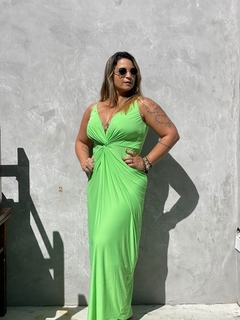 Vestido malha nó decote verde claro REF 38621