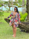 Saída curta de tule com faixa, tucanos com fundo preto REF 31370