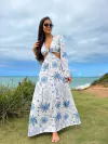 Vestido argola malha pontilhado azul REF 30274