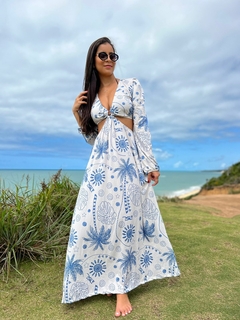 Vestido argola malha pontilhado azul REF 30274