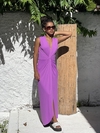 Vestido malha nó regata fuscia claro REF 47098