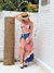 Kit Saia Pareô + Cropped coqueiros com azul e nude