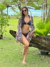 Saída curta de tule, onça bege com fundo preto REF 29469