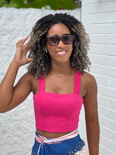 Cropped decote reto rosa REF 44554 - comprar online