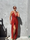 Vestido malha nó decote terra cota REF 38744