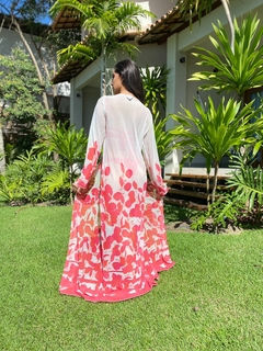 Saída de praia de tule, manga longa, folhas rosas REF 13680 - comprar online