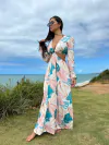 Vestido argola malha folhas claras REF 30281