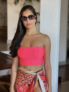Cropped tomara que caia Rosa Neon com bojo REF 13321