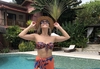 Cropped faixa flores laranja com fundo azul escuro REF 12959