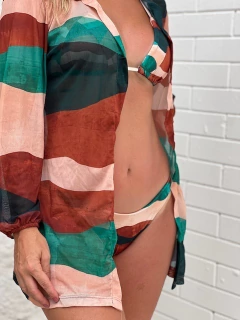 Camisão sem botão, marrom e verde REF 43380 na internet