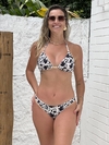 Conjunto Biquíni cortininha com calcinha levanta bumbum, pássaros pretos REF 45230
