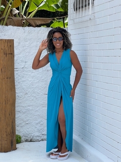 Vestido malha regata nó azul claro fechado REF 42918