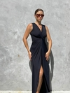 Vestido malha nó regata preto REF 38669