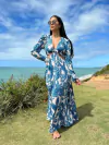 Vestido argola malha folhas azuis REF 30311