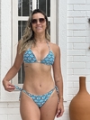 Conjunto Biquíni de amarrar olho grego fundo azul REF 40501