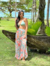 Calça de tule, flores com fundo azul claro REF 29520