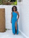 Vestido malha nó ombro só azul claro fechado REF 42949