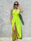 Vestido malha nó regata verde neon REF 38683