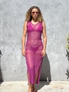 Vestido Regata tule, com listra, fúscia REF 39406