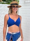 Cropped decote torcido azul caneta REF 44608