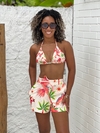 Short malha, com elástico, pássaros rosa REF 43557