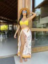 Saia envelope malha oncinhas com amarelo REF 8556