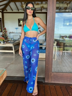 Calça de tule, olho grego com fundo azul escuro REF 33046