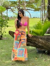 Calça de tule, tropical fundo mostarda REF 29513