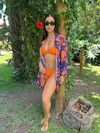 Camisão sem botão, flores laranja e fundo azul marinho REF 34166
