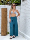 Calça malha amarração frontal azul petróleo REF 43090