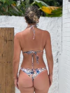 Conjunto Biquíni cortininha com calcinha levanta bumbum, pássaros azuis REF 45131