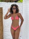 Biquíni calcinha borboleta marcas de onça rosa com fundo laranja REF 42666