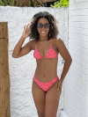 Biquíni calcinha borboleta marcas de onça rosa com fundo laranja REF 42666