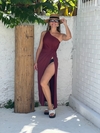 Vestido malha nó ombro só vinho REF 45650