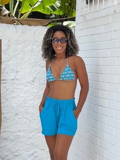 Short malha, com elástico, azul céu REF 42864