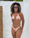 Conjunto Biquíni cortininha com calcinha levanta bumbum, pássaros rosa REF 45032