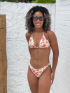 Conjunto Biquíni cortininha com calcinha levanta bumbum, pássaros rosa REF 45032