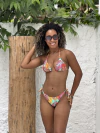 Conjunto Biquíni de amarrar fundo verde água palmeira rosa REF 45773