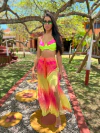 Calça de tule, degradê rosa e amarelo REF 32599