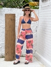 Calça de tule coqueiros azul e rosa REF 43328