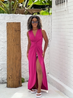 Vestido malha regata nó rosa aberto REF 42925 - comprar online