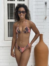 Biquíni calcinha borboleta folhagem cinza e nude REF 41355
