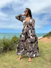 Vestido argola malha preta e bege REF 30328