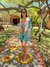 Saída curta de tule, camisão sem botão, degradê rosa e nude REF 32704