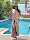 Vestido malha nó regata marrom claro REF 45520