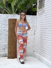 Calça de tule, marmorizado azul e terra cota REF 42338