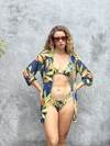 Camisão sem botão, folhas verdes com fundo azul marinho REF 39062