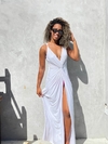 Vestido malha nó decote branco REF 38720