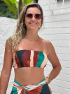 Cropped faixa marrom e verde REF 43656